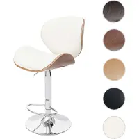 Generique Barhocker Foxrock, Barstuhl, Holz Bugholz Retro-Design Walnuss-Optik, Kunstleder creme