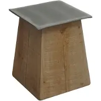 Mendler Beistelltisch HWC-L76b, Blumentisch Tisch, Industrial Massiv-Holz MVG- 45x36x36cm, natur mit Metall-Optik