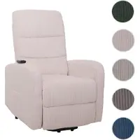 Mendler Fernsehsessel HWC-K62, Relaxsessel TV-Sessel Liege, Liegefunktion Aufstehhilfe, Metall Stoff/Textil Cord creme-weiß