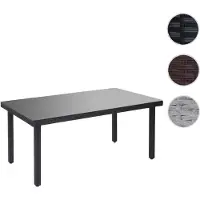Mendler Poly-Rattan Gartentisch Cava, Esstisch Tisch mit Glasplatte, 160x90x74cm anthrazit