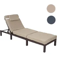 Mendler Poly-Rattan Sonnenliege HWC-A51, Relaxliege Gartenliege Liege Premium braun, Kissen creme