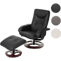 Mendler Relaxsessel HWC-C46, Fernsehsessel Sessel mit Hocker, Kunstleder schwarz