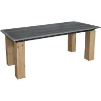 Mendler Esstisch HWC-L76, Tisch Esszimmertisch, Industrial Massiv-Holz MVG- 200x100cm, natur mit Metall-Optik