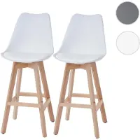 Mendler 2er-Set Barhocker Malmö T501, Retro Design weiß, Sitzfläche Kunstleder weiß, helle Beine