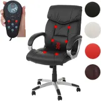 Mendler Massage-Bürostuhl HWC-A71, Drehstuhl Chefsessel, Heizfunktion Massagefunktion Kunstleder ~ schwarz