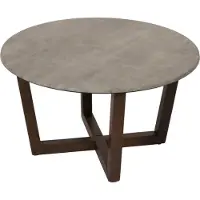 Mendler Couchtisch HWC-M61, Beistelltisch Sofatisch, Massiv-Holz HPL Laminat Melamin Ø80cm, Beton-Optik, dun