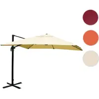 Mendler Gastronomie-Ampelschirm HWC-A96, Sonnenschirm, 3x4m (Ø5m) Polyester/Alu 26kg creme ohne Ständer