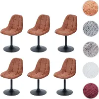 Mendler 6er-Set Esszimmerstuhl HWC-A60, Küchenstuhl Stuhl Drehstuhl, Stahl Stoff/Textil Chenille (465g/m²) terrakotta