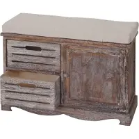 Generique Sitzbank HWC-J22, Bank Kommode, Shabby-Look Vintage MVG- 49x71x32cm braun