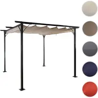 Mendler Pergola HWC-C42, Garten Pavillon, stabiles 6cm-Gestell + Schiebedach 3x3m creme