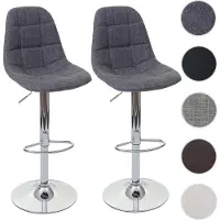 Mendler 2er-Set Barhocker HWC-A67, Barstuhl Tresenhocker, MVG- grau, Textil