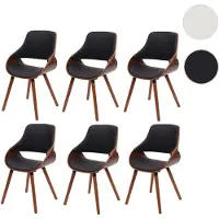 Mendler 6er-Set Esszimmerstuhl HWC-D23, Küchenstuhl Stuhl, Retro-Design Kunstleder schwarz