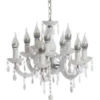 Mendler LED-Kronleuchter HW154, Hängeleuchte Lüster, 9-flammig 27W ~ weiß