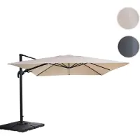 Mendler Gastronomie-Ampelschirm HWC-A96, 3x4m (Ø5m) schwenkbar, Polyester/Alu 26kg creme mit Ständer