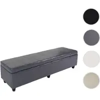 Mendler Aufbewahrungs-Truhe Kriens XXL, Leder + Kunstleder, 180x45x45cm ~ grau