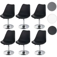 Mendler 6er-Set Drehstuhl Malmö T501, Stuhl Küchenstuhl, höhenverstellbar, Kunstleder schwarz, Chromfuß