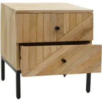 Mendler Nachttisch HWC-L95, Kommode Beistelltisch Nachtschrank Schrank, Schublade Mango-Holz 51x45x40cm MVG-zertifiziert, natur