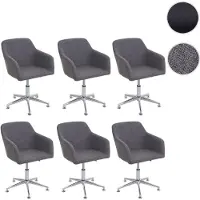Mendler 6er-Set Esszimmerstuhl HWC-A74, Drehstuhl Loungesessel, höhenverstellbar Textil, grau