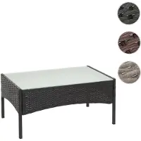 Mendler Poly-Rattan Gartentisch Halden, Beistelltisch Tisch mit Glasplatte anthrazit