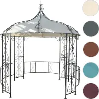 Mendler Pergola Almeria, Rundpavillon Garten Pavillon, stabiles Stahl-Gestell Ø 3m creme
