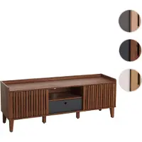 Mendler TV-Rack HWC-M48, Lowboard TV-Schrank, Schiebetür 56x150x40cm Walnuss-Optik, Schublade dunkelgrau
