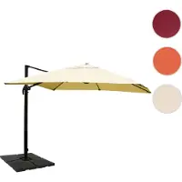 Mendler Gastronomie-Ampelschirm HWC-A96, 3x4m (Ø5m) Polyester Alu/Stahl 26kg creme mit Ständer, drehbar