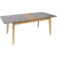 Mendler Esszimmertisch HWC-M57, Esstisch, Massiv-Holz Laminat Melamin 160-200x90cm, ausziehbar Marmor/Stein-Optik, helle Beine
