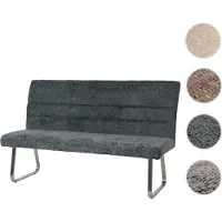 Mendler Sitzbank HWC-G55, Esszimmerbank Bank, Edelstahl gebürstet Stoff/Textil Chenille Öko-Tex, 160cm ~ blau-grün