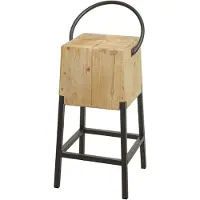 Mendler Barhocker HWC-L76, Barstuhl Tresenhocker, Industrial Metall Massiv-Holz MVG-, natur