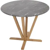 Mendler Bistrotisch HWC-M56, Tisch Esstisch, Massiv-Holz HPL Laminat Melamin Ø92cm, Marmor/Stein-Optik, helles Gestell
