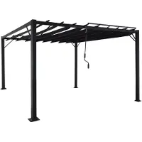 Mendler Pergola HWC-L40, Garten Lamellen-Pavillon Terrassenüberdachung, 8cm-Alu-Gestell Stoff/Textil, 3x3m anthrazit