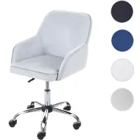Mendler Bürostuhl HWC-F82, Schreibtischstuhl Chefsessel Drehstuhl, Retro Design Samt grau