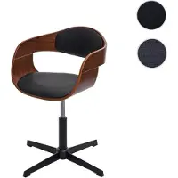 Mendler Bürostuhl HWC-H46, Schreibtischstuhl, höhenverstellbar Drehmechanismus Bugholz Walnuss-Optik, Kunstleder schwarz