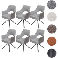 Mendler 6er-Set Esszimmerstuhl HWC-K30, Küchenstuhl Lehnstuhl, drehbar Auto-Position, Stoff/Textil MVG grau-dunkelgrau