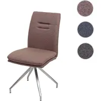 Mendler Esszimmerstuhl HWC-H70, Küchenstuhl Lehnstuhl Stuhl, Stoff/Textil Edelstahl gebürstet braun