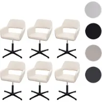 Mendler 6er-Set Esszimmerstuhl HWC-A50 IV, Küchenstuhl, Retro höhenverstellbar Drehmechanismus Kunstleder creme, Fuß schwarz