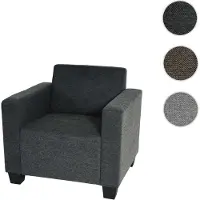 Mendler Sessel Loungesessel Lyon, Stoff/Textil anthrazit-grau