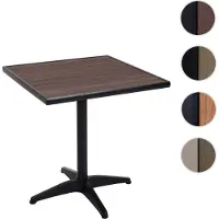 Mendler Gartentisch HWC-J95, Balkontisch Bistrotisch, Gastronomie Outdoor-Beschichtung Alu Holzoptik schwarz, dunkelbraun
