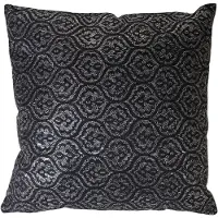 Mendler Deko-Kissen Barock, Sofakissen Zierkissen mit Füllung, schwarz Glanz-Effekt 45x45cm