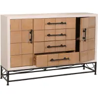 Mendler Kommode HWC-N30, Schrank Sideboard Highboard mit Türen und Schublade, Massiv-Holz MDF, 92x140x42cm