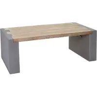 Generique Couchtisch HWC-A15, Wohnzimmertisch, Beton-Optik Tanne Holz rustikal massiv MVG-zertifiziert 46x122x