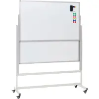 Mendler Whiteboard HWC-L87, Magnettafel, zwei Tafeln beidseitig beschreibbar höhenverstellbar rollbar inkl. Zubehör 101x69cm