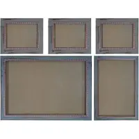 Mendler Bilderrahmen Set, Fotorahmen Holzrahmen, 3x 21x26cm 1x 26x36cm 1x 36x51cm Shabby Landhaus ~ grau