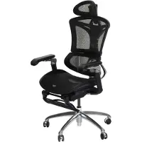 Mendler Bürostuhl HWC-J93b, Schreibtischstuhl Drehstuhl, ergonomisch, Lordosenstütze Fußstütze 3D-verstellbare Armlehnen schwarz