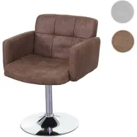 Mendler Esszimmerstuhl Orlando, Drehstuhl Stuhl, WildKunstleder Chrom MVG- vintage braun