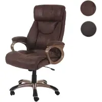 Mendler Bürostuhl Dallas, Schreibtischstuhl Drehstuhl Chefsessel, - Wildleder-Optik taupe-braun