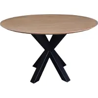 SIT Möbel Esstisch rund | Ø 120 cm | Sungkaiholz natur | Metallgestell schwarz | B 120 x T 120 x H 75 cm | 09615-01 | Serie SCANDI BLONDE