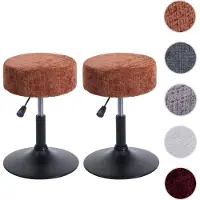 Mendler 2er-Set Hocker HWC-C22, Sitzhocker, höhenverstellbar drehbar Ø 37cm Stoff Chenille (465g/m2) FSC ~ terrakotta
