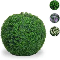 Mendler Künstlicher Busch HWC-L77, Buchskugel Dekopflanze Buchsbaumkugel Kunstpflanze Buxus, Outdoor Ø 55cm ~ weiß