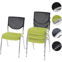 Mendler Besucherstuhl T401, 42310, stapelbar, Stoff/Kunststoff, grün/schwarz, 4 Stück